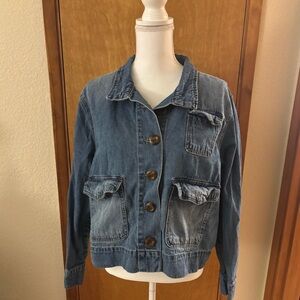 Kensie Blue Denim Jacket with Button Front